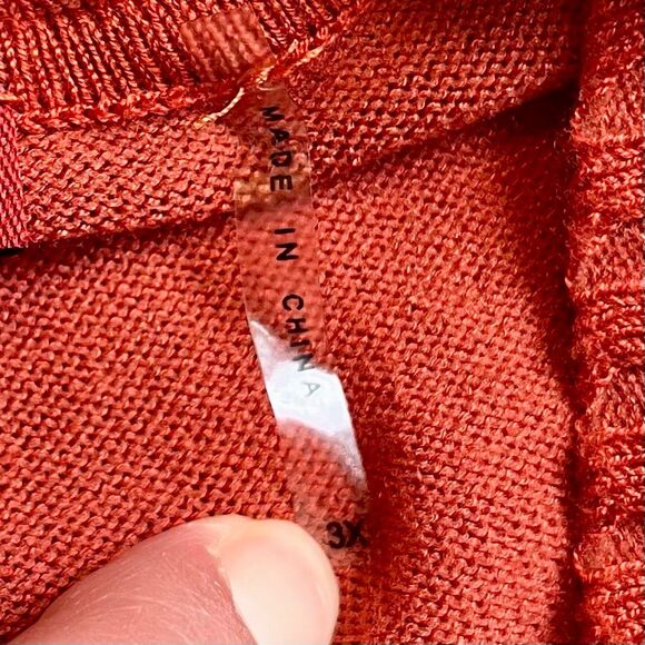 Red Woman Reddish Orange Open Front Knit Cardigan 3X - Picture 8 of 10